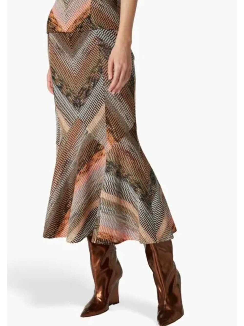 MISSONI patchwork-effect lamé midi skirt size 40 / small